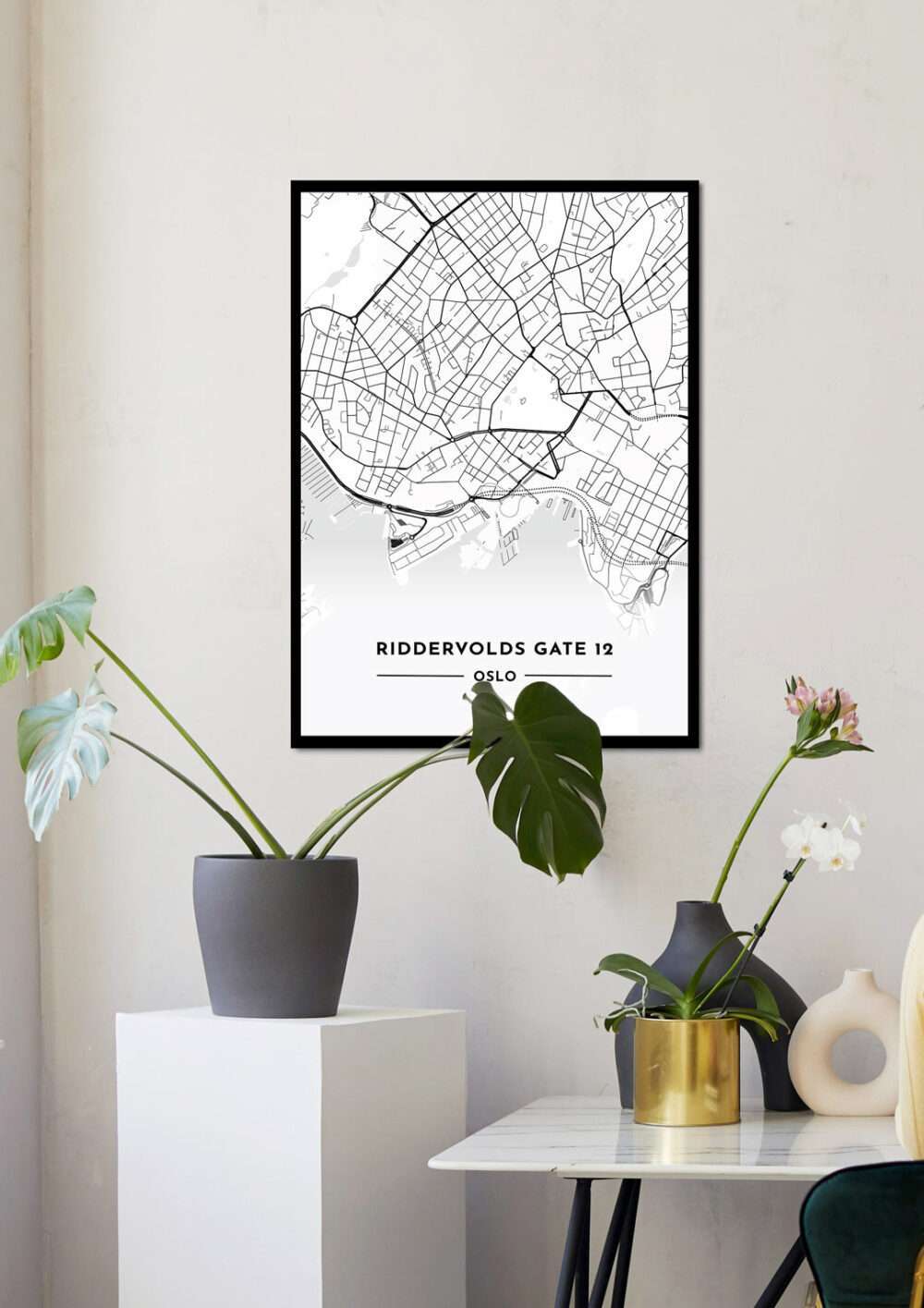 minimalistisk kart svar hvit oslo